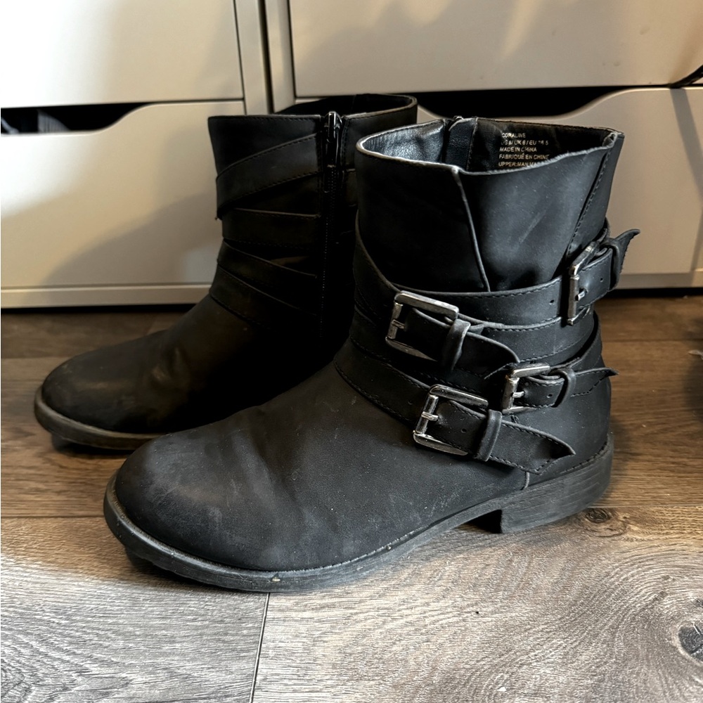 Black combat boots